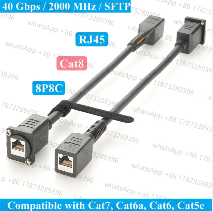 Adaptador Extensor de Cabo Cat8 para Cabo RJ45 Ethernet LAN, Montagem em Painel Neutrik para Câmera de Visão de Máquina e Controlador de Sensor