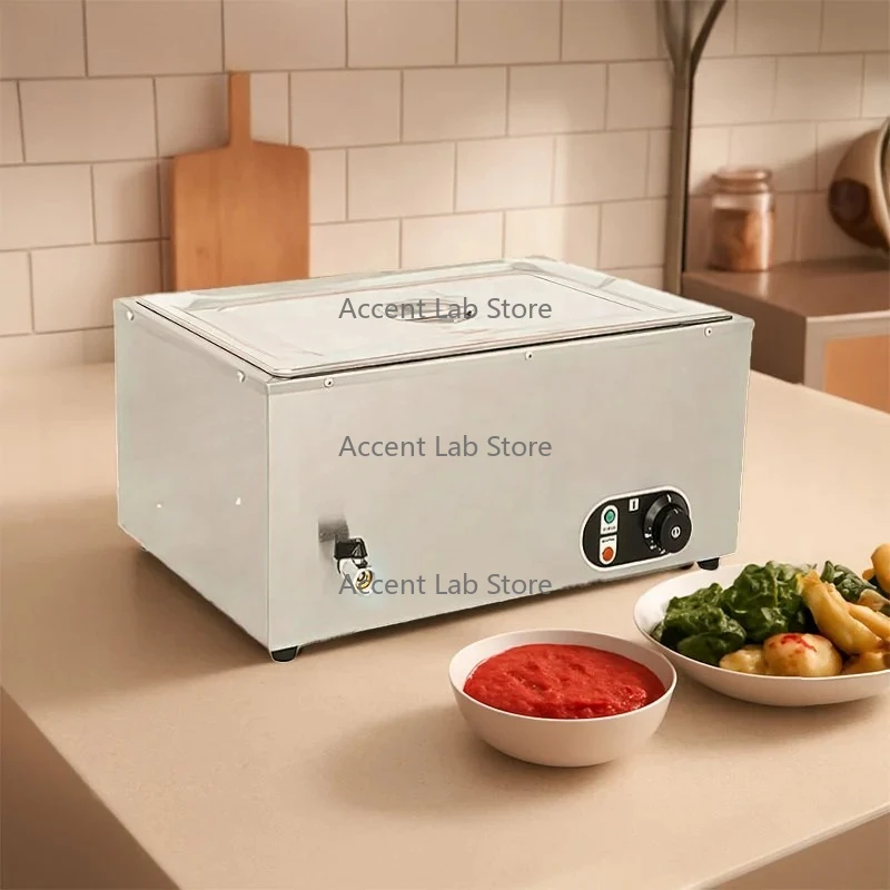 Commercial 1500W Electric Food Warmer Single-Basin Insulated Stainless Steel Display Lunch Box Flask for Hotel Restaurant