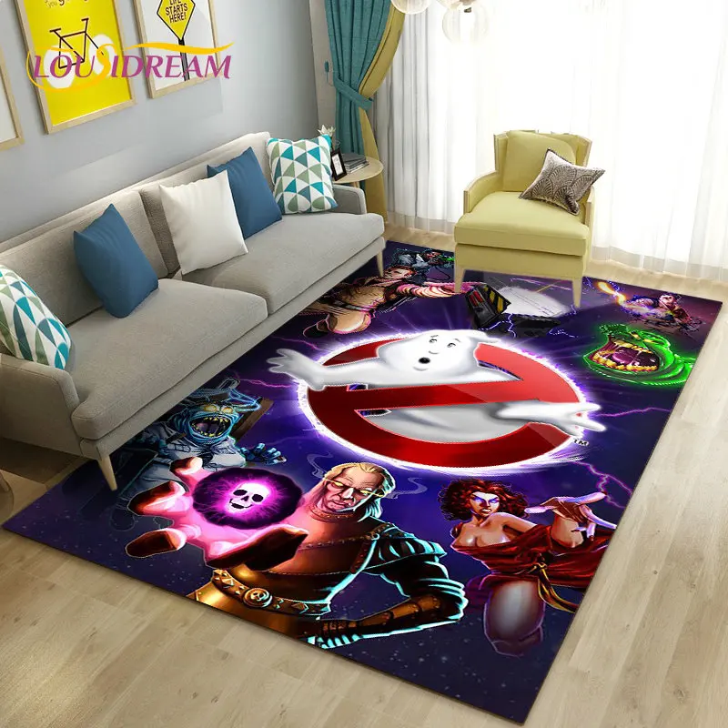 3D Cartoon Ghostbusters Area Rug Large,Carpet Rug for Living Room Bedroom Sofa Doormat Decoration,Kids Play Non-slip Floor Mat