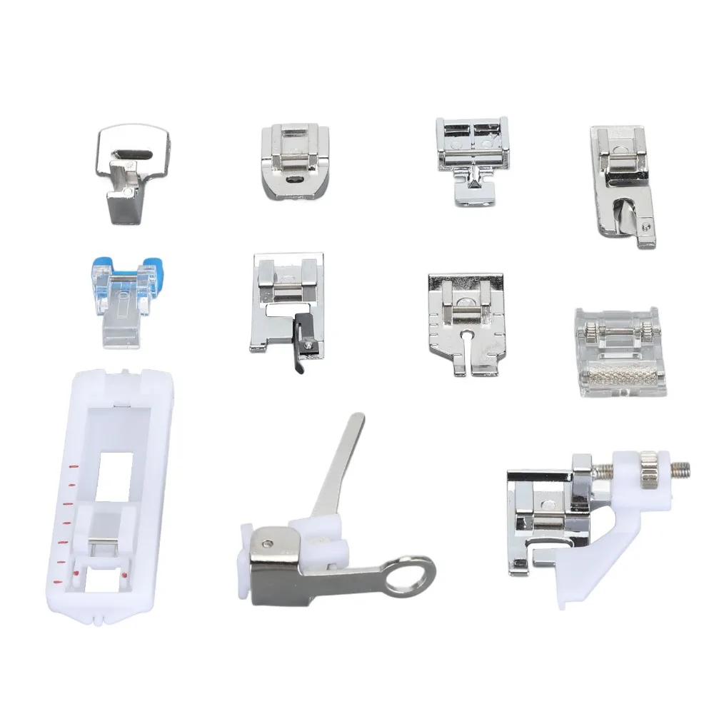 

11 шт., набор прижимных лапок для швейной машины с защелкой, многофункциональные прижимные лапки для застежки-молнии с низким хвостовиком, универсальный цинковый сплав