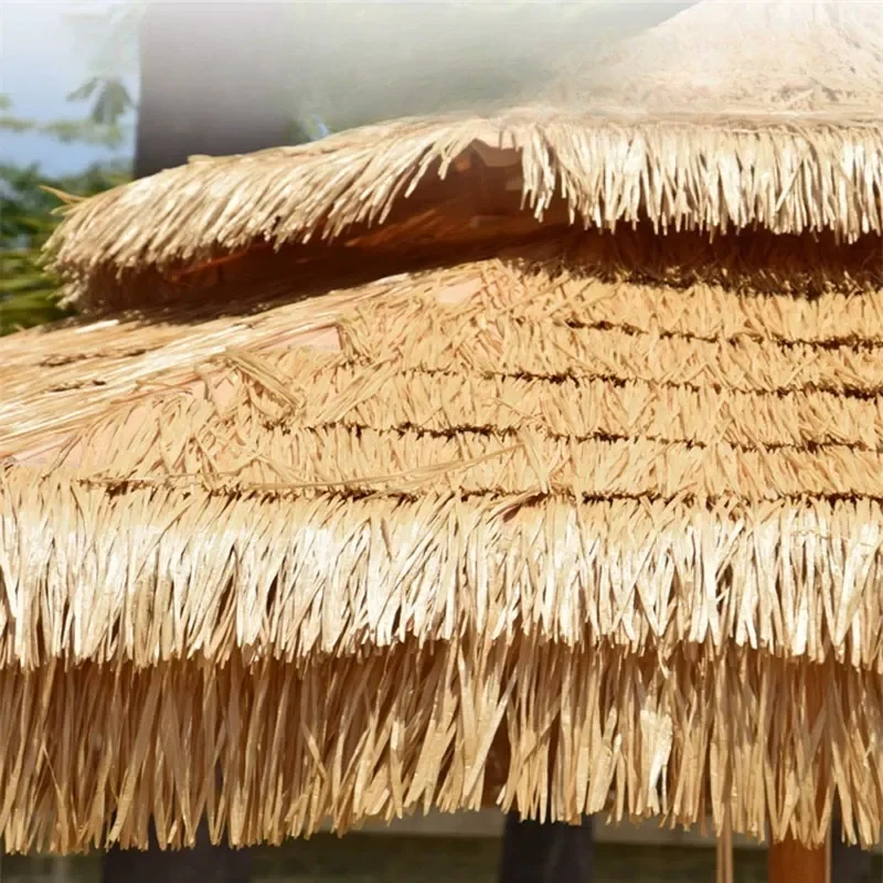 Heavy Duty Straw Beach Umbrella Outdoor Thatched French Parasol For Backyard Sand Swimming Pool Outdoor Furniture Hospital