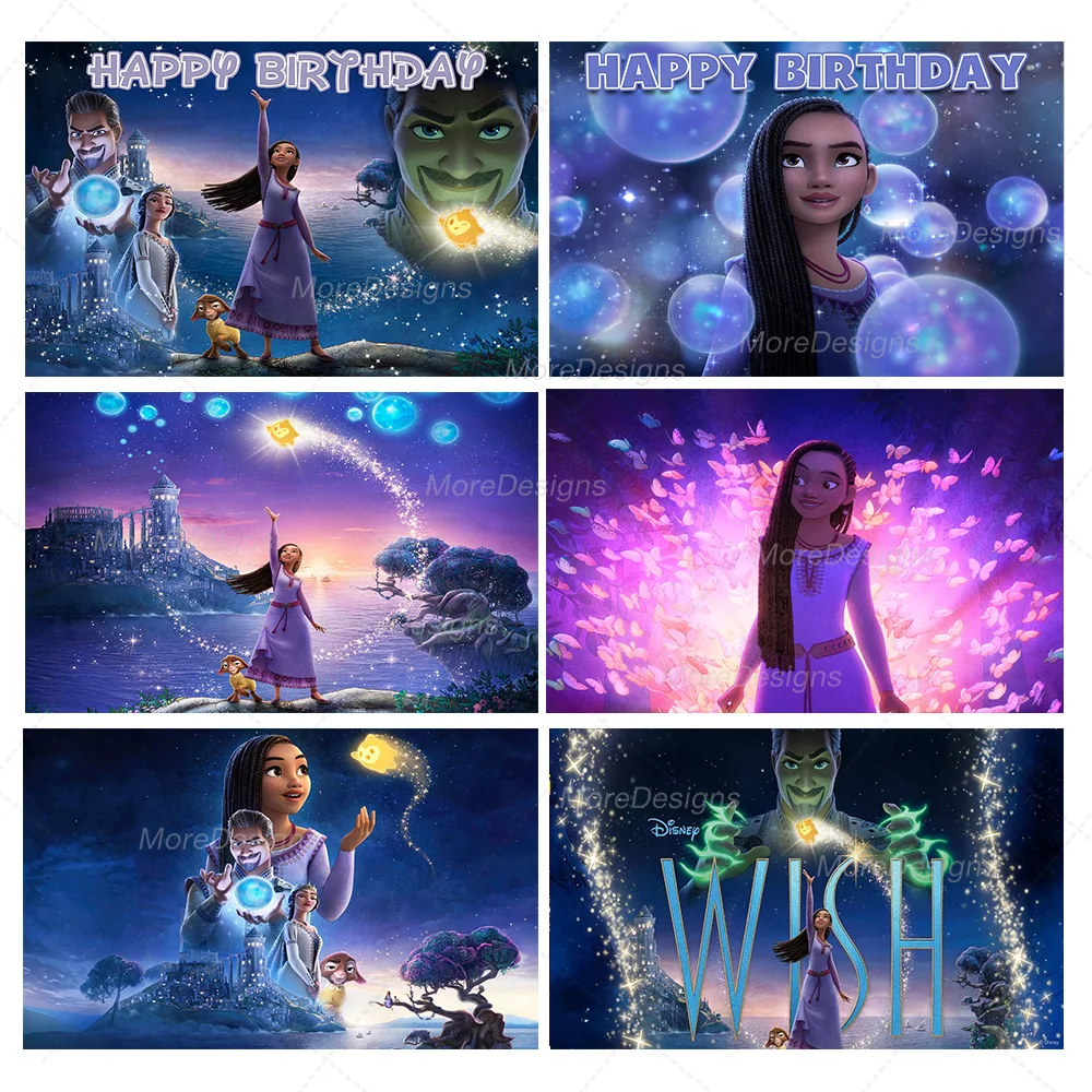 Disney Wish Moive Photo Backdrop Girls Birthday Party Princess Asha Vinyl Polyester Fabric Photography Background Banner