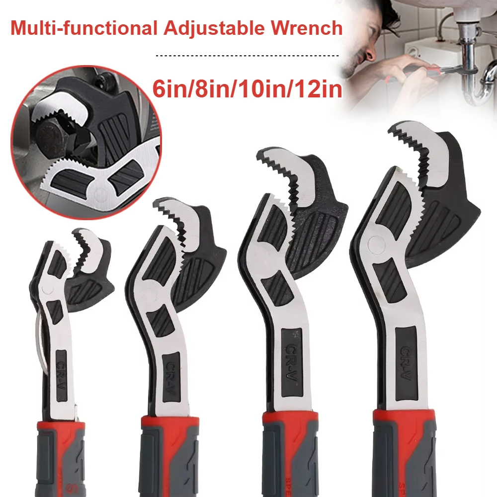 

Многофункциональный самоблокирующийся трубный ключ 6/8/10/12 дюймов - регулируемый для обслуживания автомобилей, велосипедов, трубопроводов, ремонта сантехники и оборудования