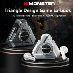 Original Monster XKT22 Bluetooth 5.4 Wireless Headphones TWS Gaming Earphones Cool Design Gamer Earbuds Noise Reduction Headset