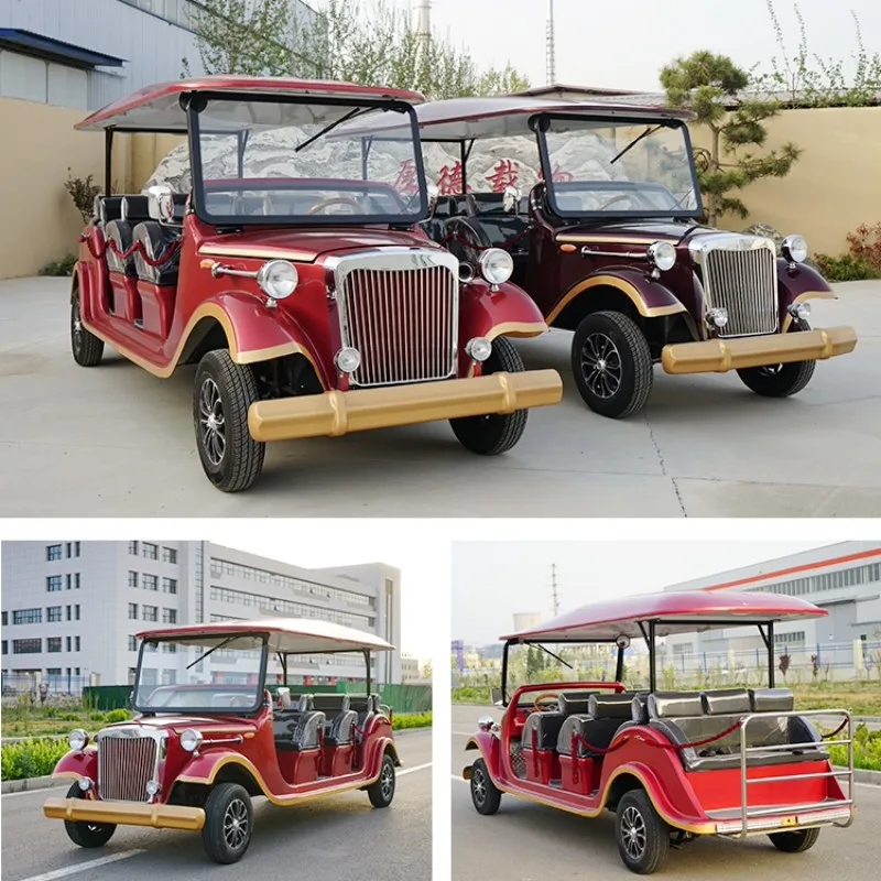 

High Quality 8 11 Passenger Retro Electric Vintage Car 5000W 72V Sightseeing Classic golf cart Made in China