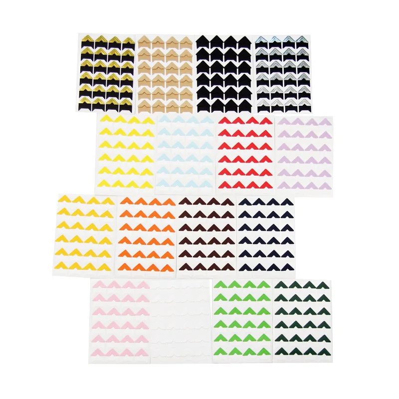 8 Colors 192 Pcs Jelly Color Paper Corner Stickers for Photo Album Props Photos Decor Corner Stickers Photo Album