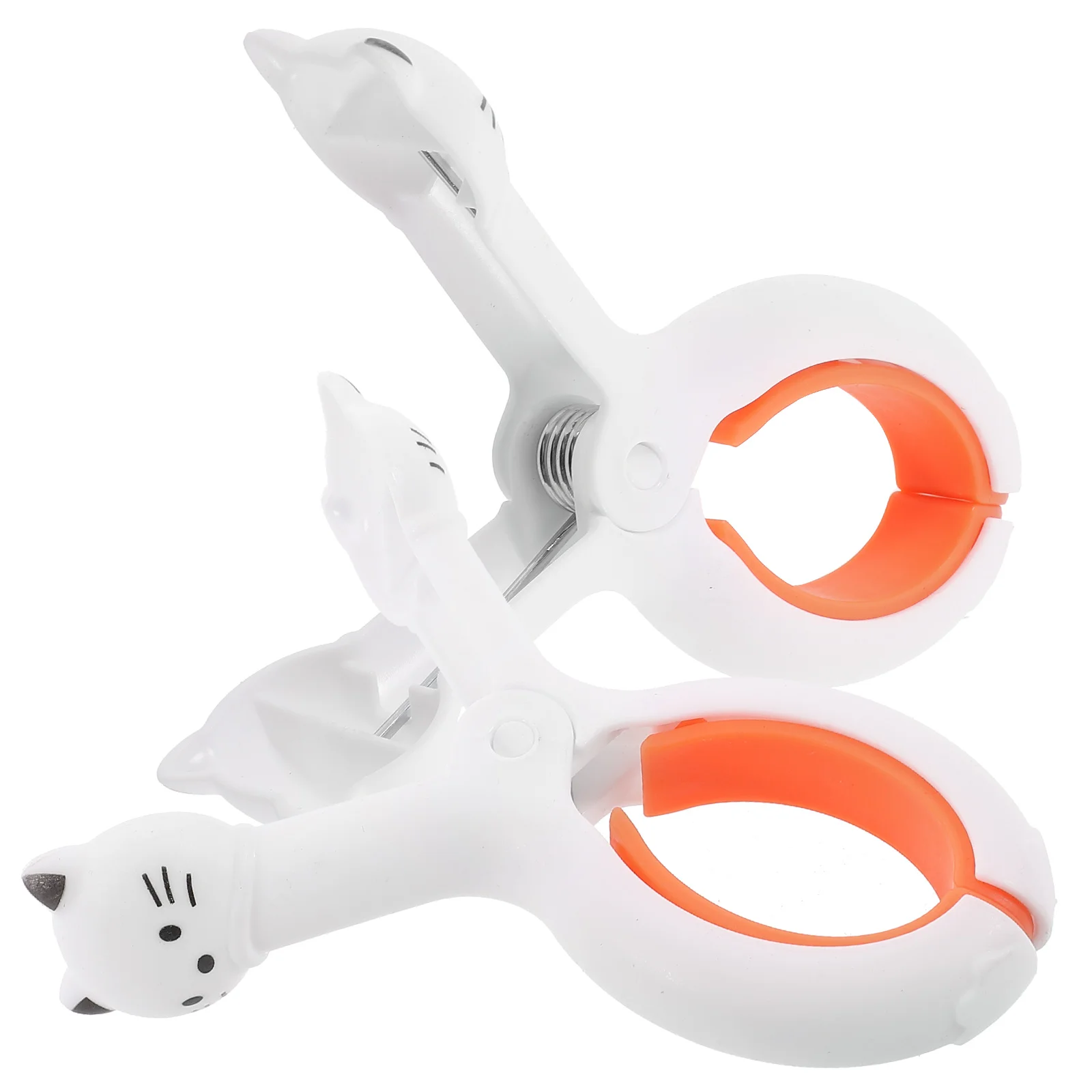 

2 Pcs Cute Cat Office Clip with Lanyard Beach Towel Non-slip Clothespins Clips Windproof Quilt Drying Chair Plastic