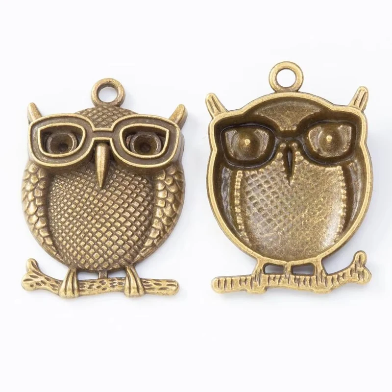 30pcs 33*23MM ZAKKA Grocery Creative Vintage Animal Element Owl Handmade DIY, Bronze Popular Necklace Jewelry Pendant