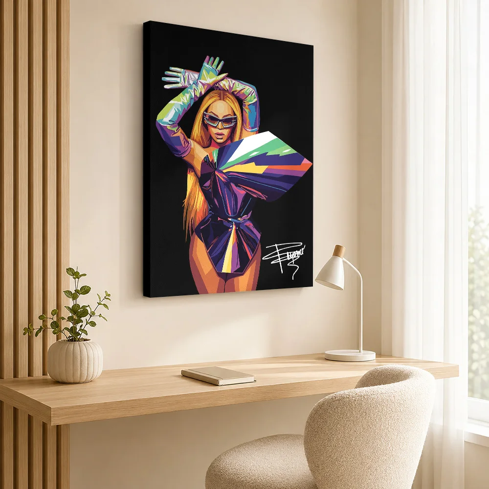 Beyonce Canvas Painting Poster Customized Photo Retro Music Wall Art for Studio Bedroom Decor Collectible Ready to Hang Gift