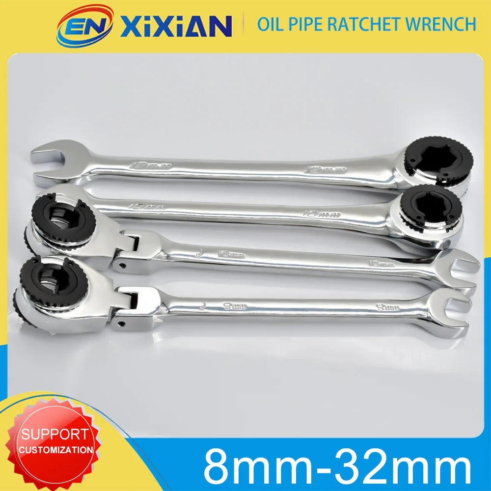 

Ratchet Wrench 8/9/10/11/12/13/14/15/16/18/19mm Open Fix-head Tubing Chrome Vanadium Steel Double Spanners Tools Oil Pipe Wrench