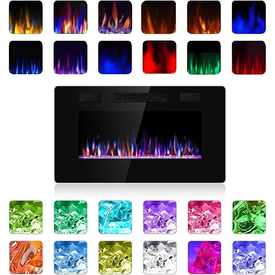 Camino elettrico da 30 pollici per soggiorno interno e decorazione della camera da letto con installazione da incasso e a parete Lin