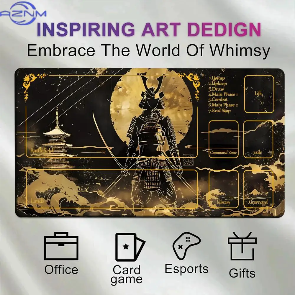 Samurai MousePad With zone 14*24in Magic Playmat Card Battles Commander Game pad Duel Deskmat for TCG MTG Non-Slip
