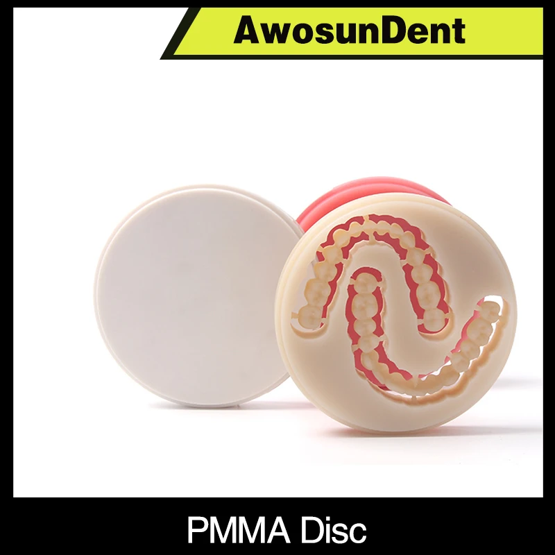 Disco de fresado CAD CAM para odontología, disco de fresado de Pmma transparente, color rosa, 16 sombreado, D98 x 20mm