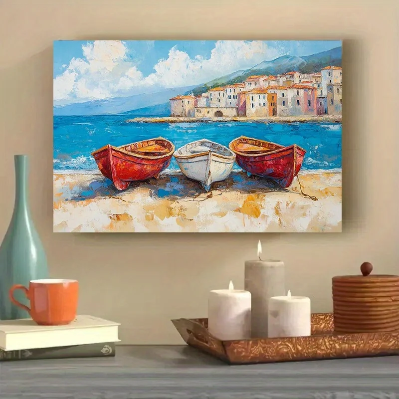 

500/1000/1200/2000PCS Puzzle The Boat in Front of The Seaside Town Jigsaw DIY Creative Stress Relief Toy Modern Home Decor