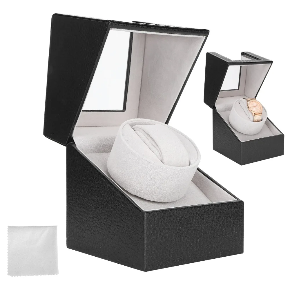 Premium Leather Exterior Automatic Watch Winder AC Adapter or Battery Powered Single Watch Winder Watch Winder Box For Women