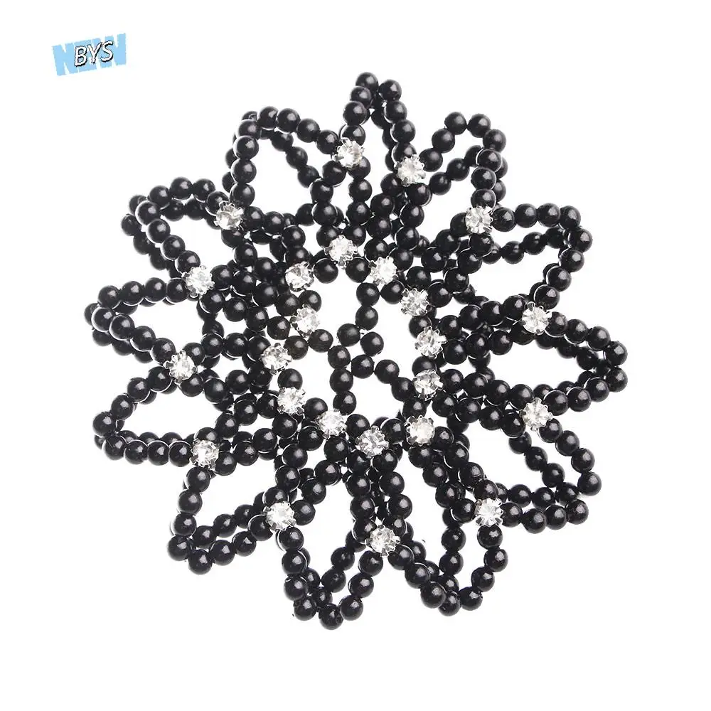 

Fashion Girls Crochet Handmade Snood Balle Crystal Headwear Bun Net Pearl Hair Nets Hair Bun