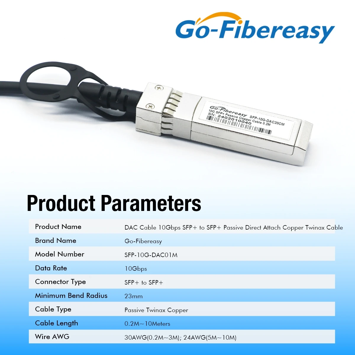 10Gb SFP DAC Cable 0.2m,0.5m,1m,2m,3m 10Gb/s SFP+ to SFP+ Passive Direct Attach Copper Twinax Cable For Mikrotik/Dell/Ubiquiti