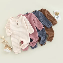 2022-08-16 Lioraitiin 0-18M Newborn Infant Baby Mädchen Jungen Herbst-Body Long Sleeve Solide o-ansatz Overall 4 Farben