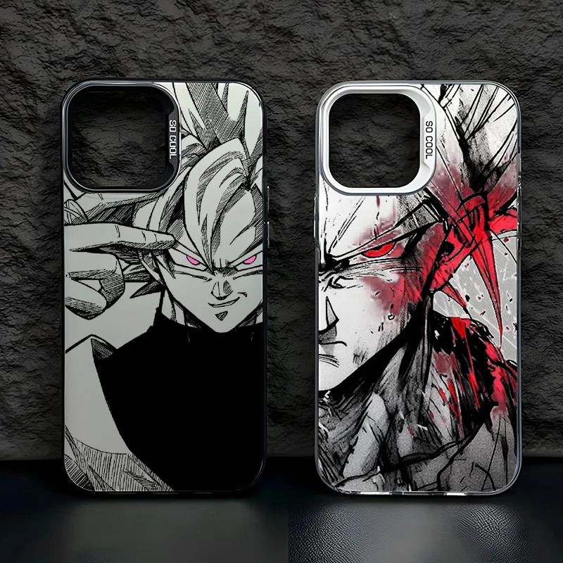 Anime ejderha topları Apple iPhone 15 için 10 13 12 11 XS XR X Pro Max artı renkli gümüş geri telefon kılıfı