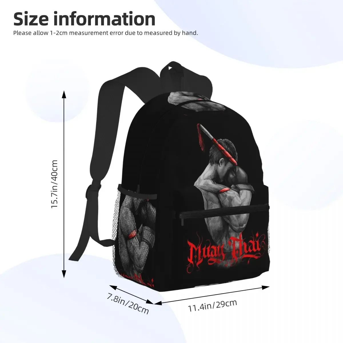 Muay Thai Boxing Fighter Student Backpack School Bag Hiking Travel Daypack for Men Women Fashion Bookbag Shoulder Bags