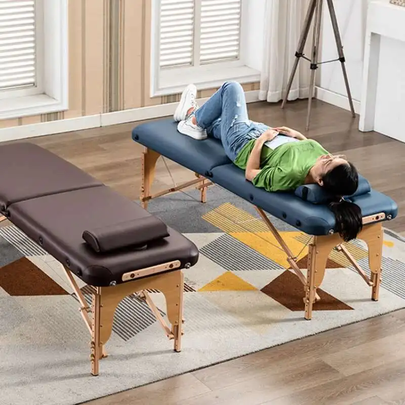 Massage Speciality Bed Physiotherapy Home Comfort Beauty Folding Massage Bed Portable Wooden Lit Pliant Salon Furniture WZ50MB
