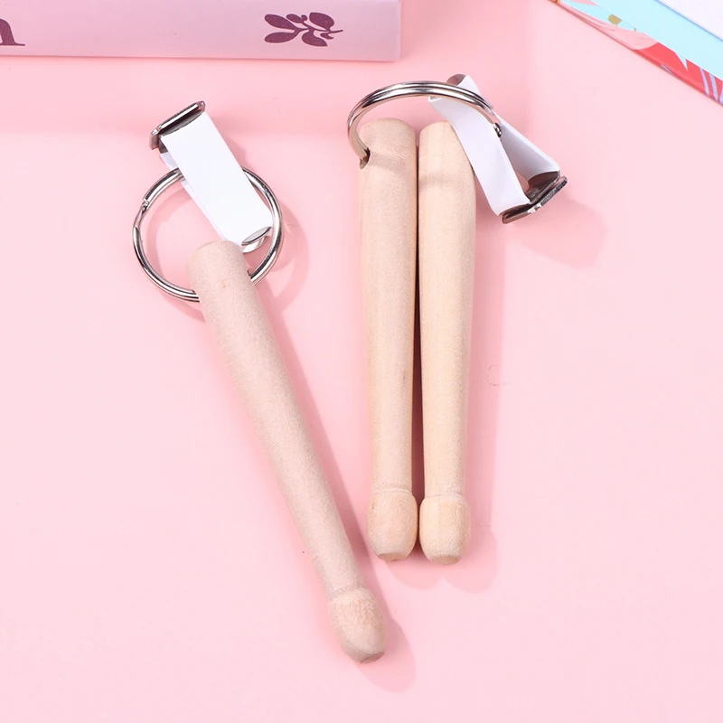 أعواد طبلة صغيرة سلسلة المفاتيح أفخاذ خشبية قرع حلقة رئيسية الإكسسوارات #1