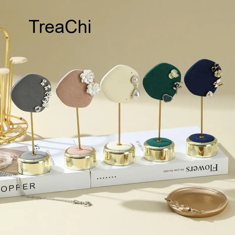 Minimalist Round Metal Base with Microfiber Velvet Finish Jewelry Display Stand for Rings Necklaces Bracelets and Pendants