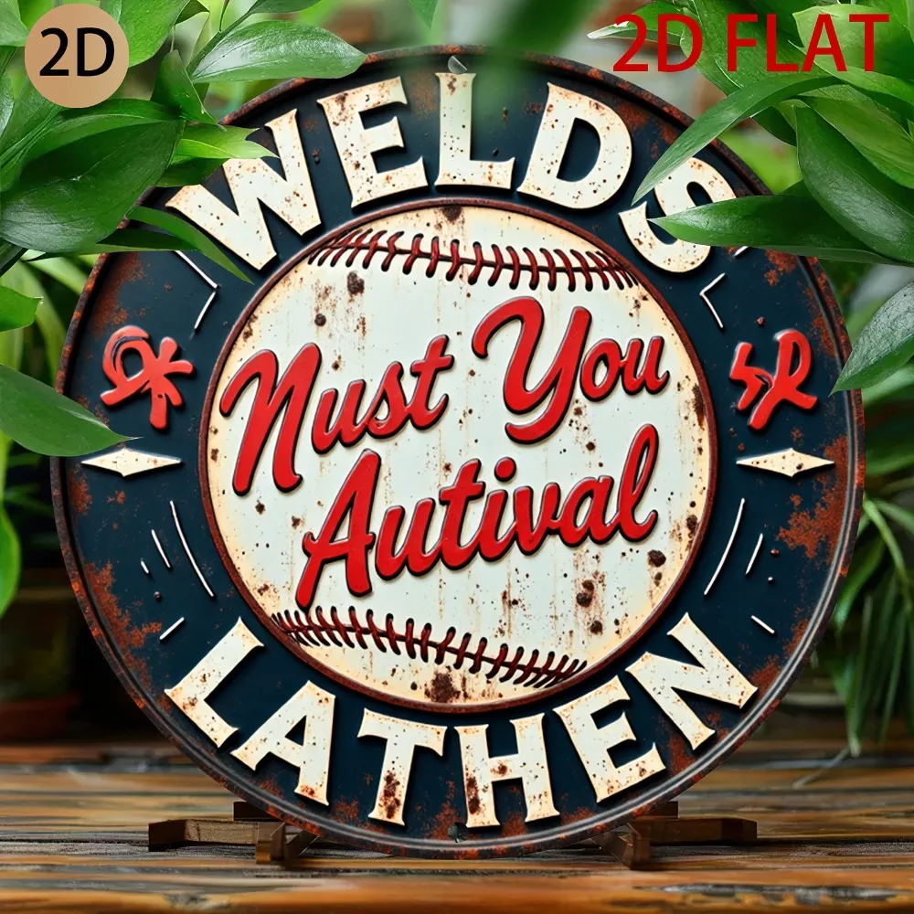 Vintage Metal Wall Art Baseball Tin Sign Rustic Retro Sports Decor for Home Bar Man Cave