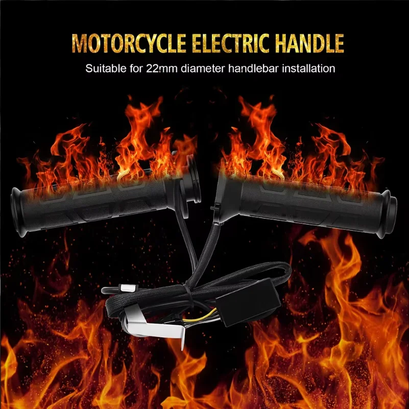 22mm Universal Motorcycle Hot Grip Hand Heated Molded Grips for ATV Scooter Electri Hot Handlebar Adjust Temperature Hand Warmer