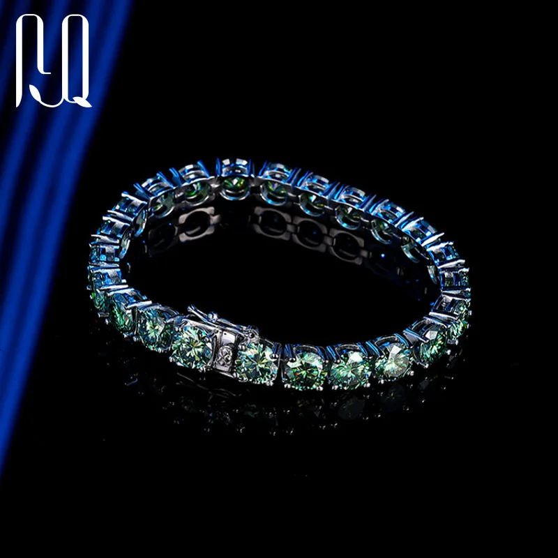 S925 necklace Moissanite 3/4/5/6.5mm Summer Color Blue Green Moissanite Tennis Bracelet 925 Sterling Silver Tennis Bracelet G