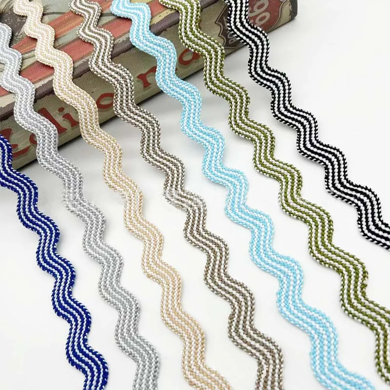 1.2CM Colorful Pattern Ric Rac Zig Zag Wave Fringe Ribbon DIY Sewing Hemline Garment Ornament Gift Decoration Handmade Craft