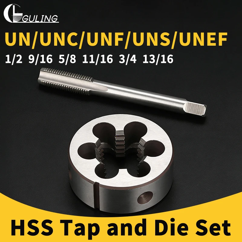 

Набор ручных метчиков и плашек GULING HSS (1 комплект) для американской резьбы, мелкая резьба, набор метчиков UN/UNC/UNF/UNS/UNEF 1/2 9/16 5/8 11/16 3/4 13/16