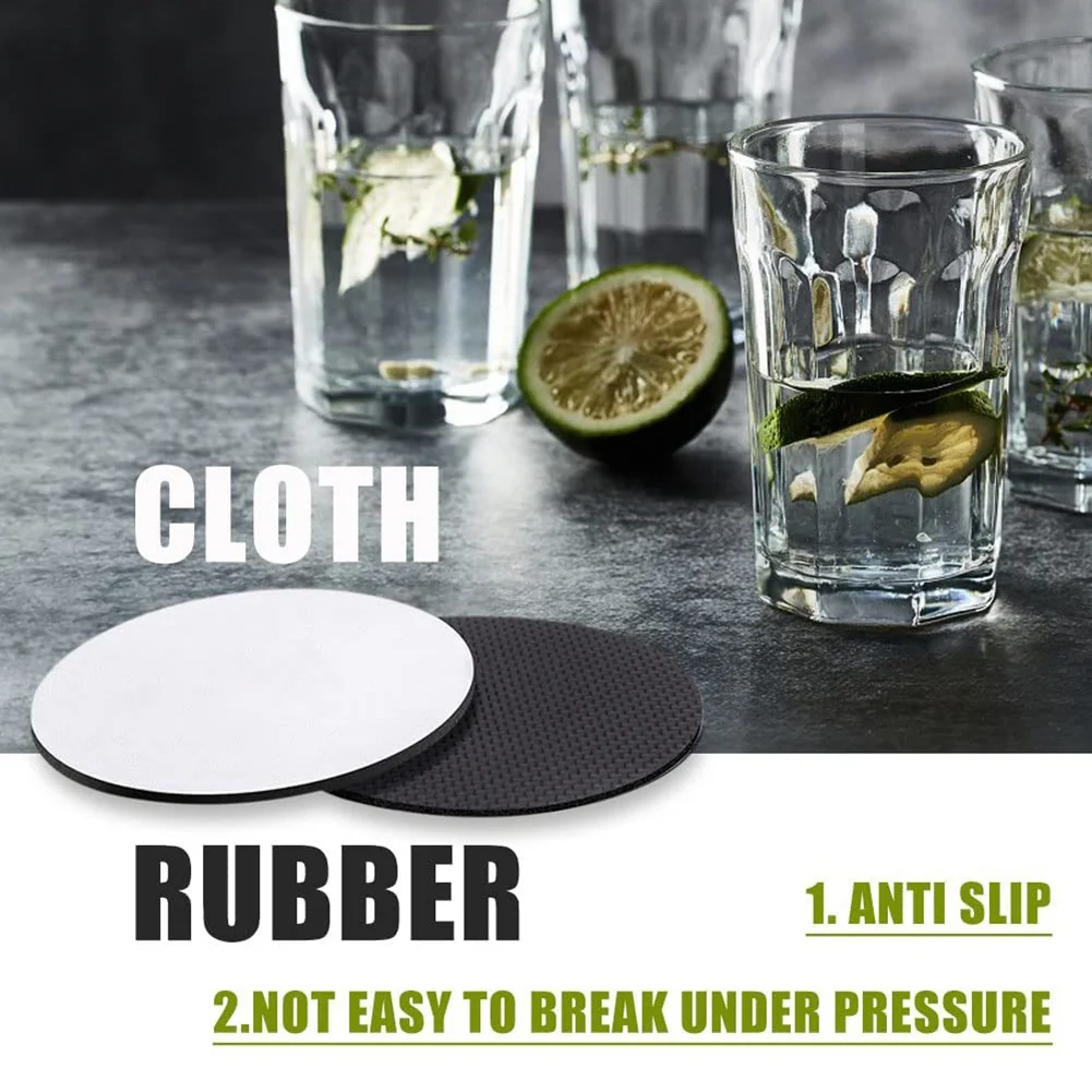 New 35Pcs Round Sublimation Blank Coasters Sublimation Blank Cup Mat Sublimation Heat Transfer Coaster Heat Press