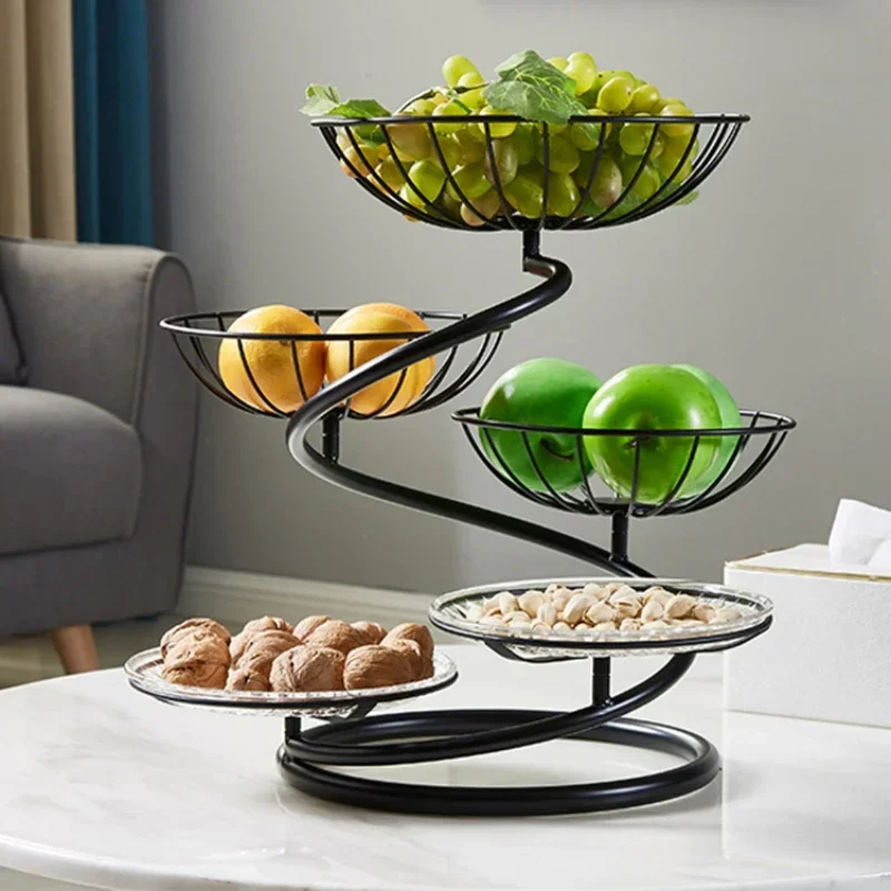 

Five-layer Modern Fruit Bowl Living Room Household Fruit Bowl Simple Wrought Iron Multi-layer Fruit Bowl High-end Small Delicate