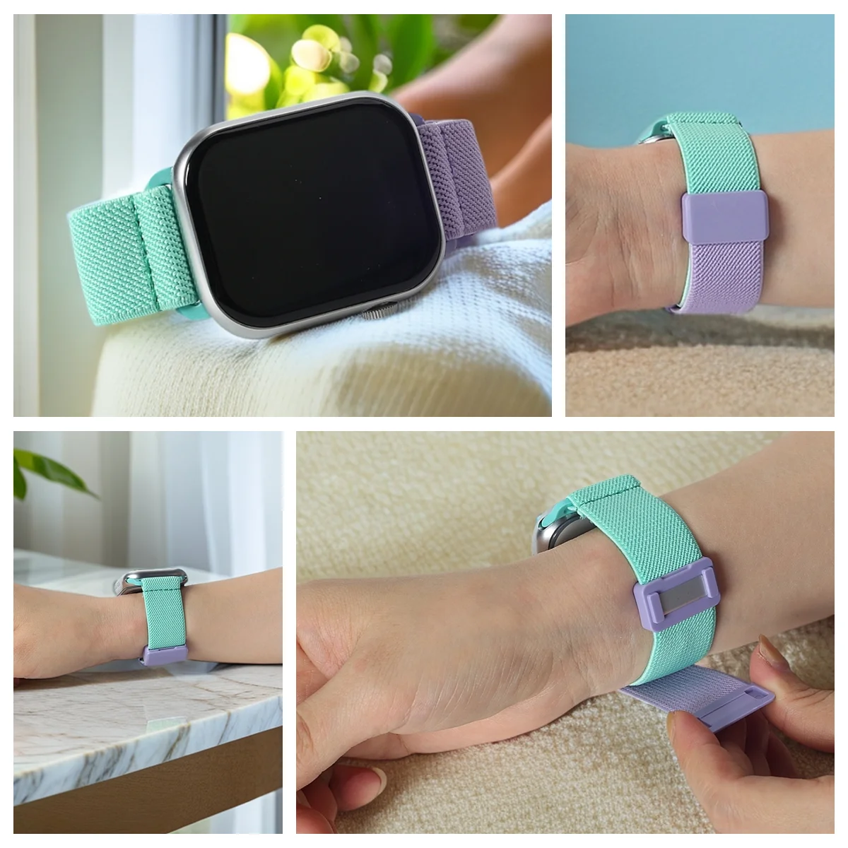 Magnetic Strap for Apple Watch Bands 38/40/41mm 42/44/45mm Children Nylon Elastic Watch Strap for Girls and Boys Small Wristband