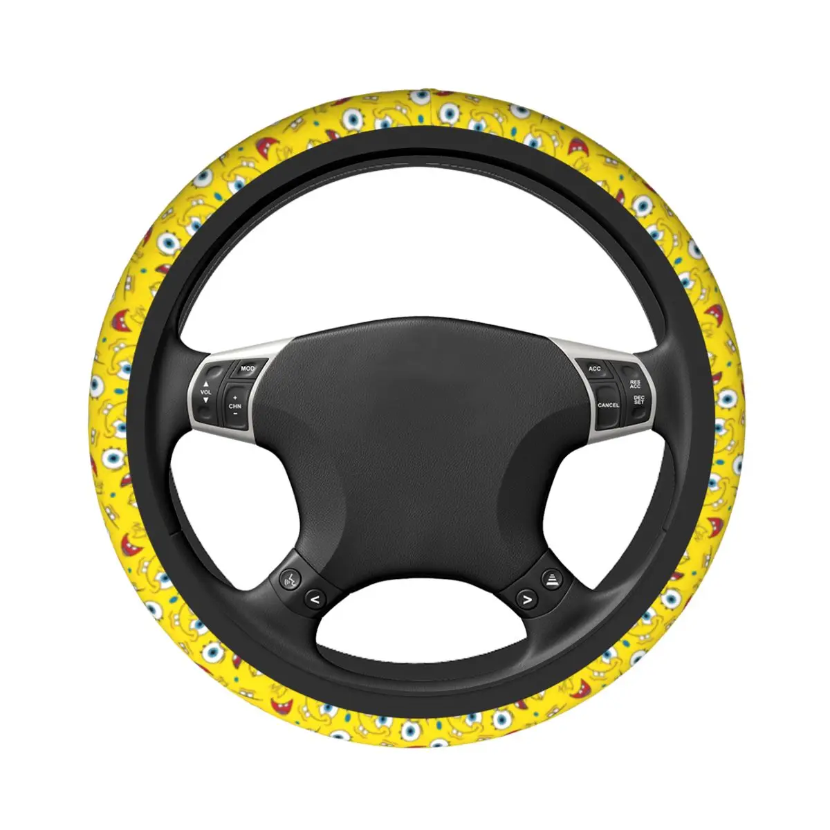 37-38 Car Steering Wheel Cover SpongeBobed Universal Braid On The Steering Wheel Cover Auto Decoration Elastische Automobile