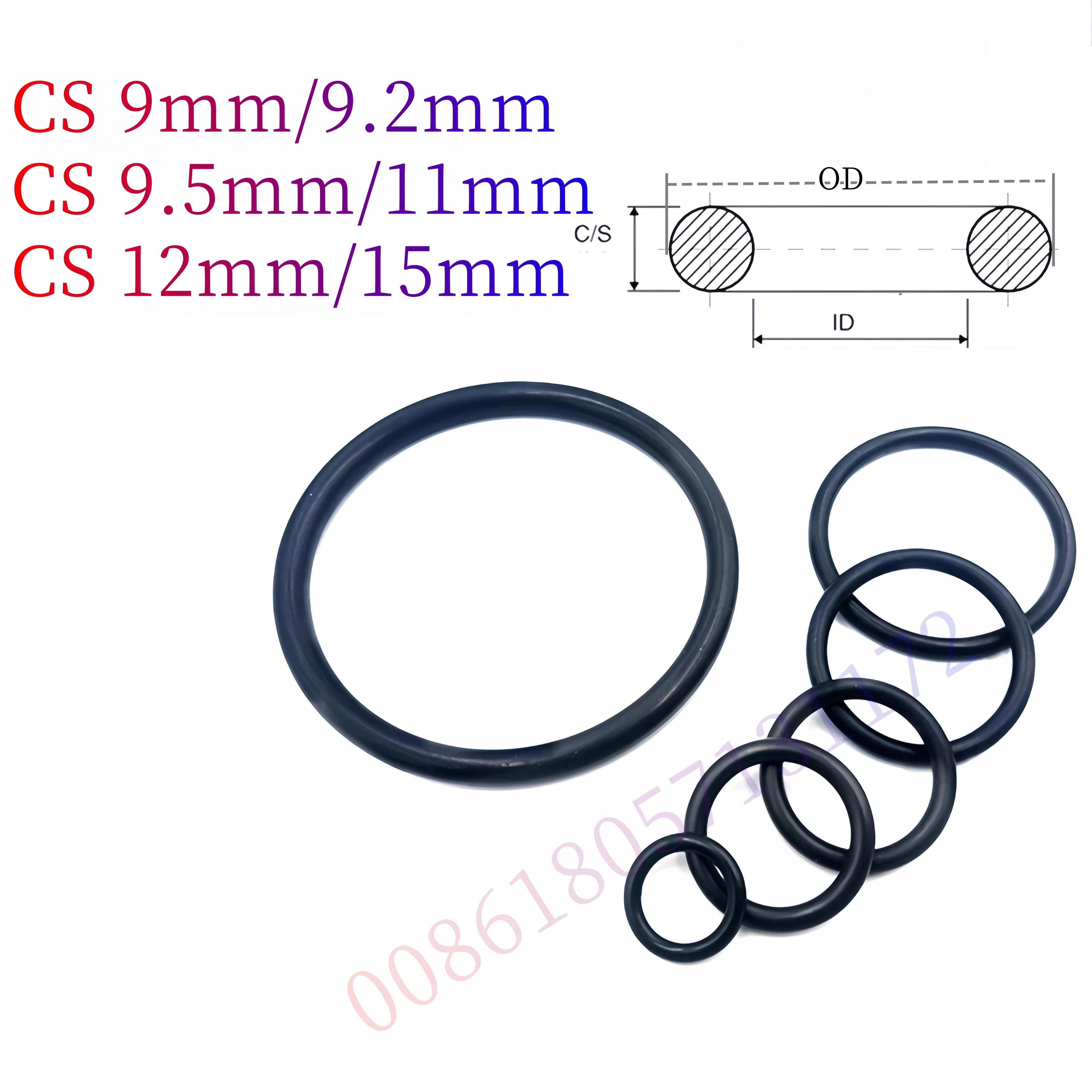 Custom EPDM 70 O-Rings, 9 - 15mm Cross-Section,1 Piece, Gasket Cushion,Weather, Ozone,UV,Chemical,Acid & Alkali Resistant,Black