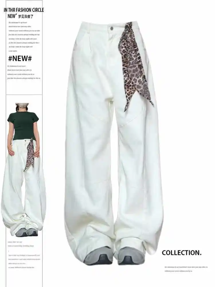 Frauen Weiße Übergrößen Jeans Vintage 90er Jahre Y2k Hohe Taille Baggy Jean Lange Hosen Streetwear Breite Bein Denim Hosen Kleidung 2025 Neue