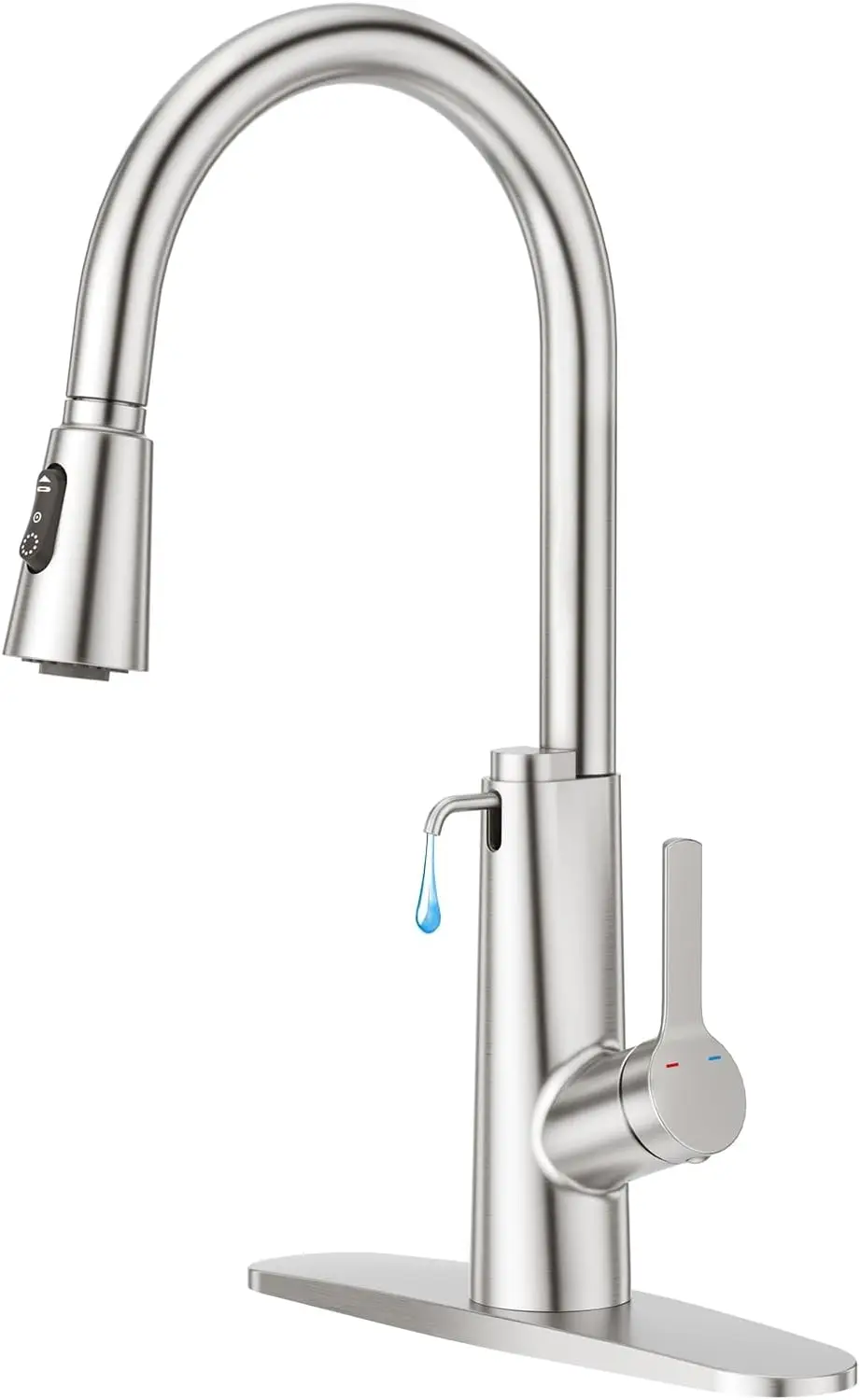 

2 in 1 Kitchen Faucets with Soap Dispenser Built-in and Pull Down Sprayer,Single Handle Bar Sink Faucet 1 Hole Utility Laun