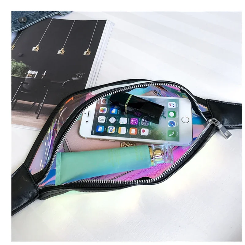 New Laser Waist Bag Crossbody Bags for Women Phone Pouch Waterproof PVC Transparent Travel Storage Crossbody Chest Bag