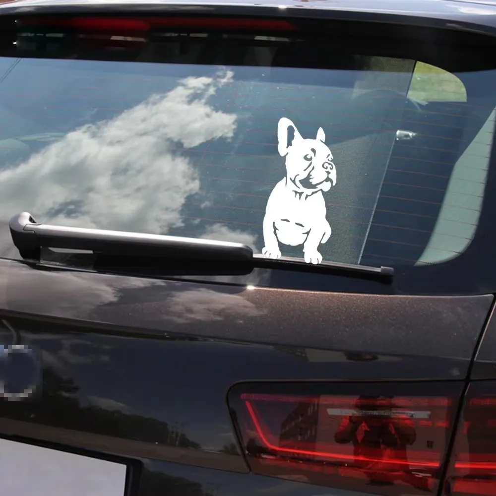 16 * 8cm cute bulldog design, car window bumper, motorcycle accessories decoration, vinyl car sticker