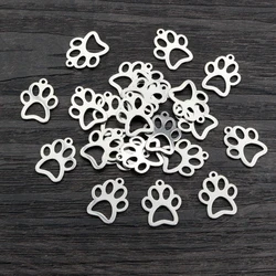 30pcs 14x11mm No Fade 316 Stainless Steel Dog/Cat Footprint Charms Pendant Jewelry Making Accessories DIY for necklace bracelet