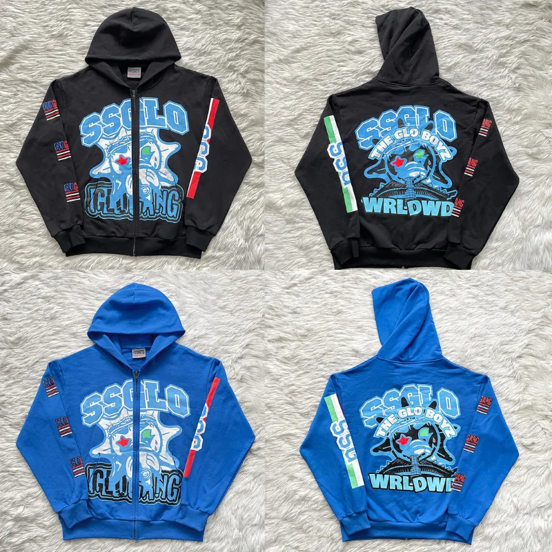 

2026ss Glo Gang Boyz Worldwide Hoody Sweatshirts Drink Graffiti Cartoon Men Women Zipper Hoodies