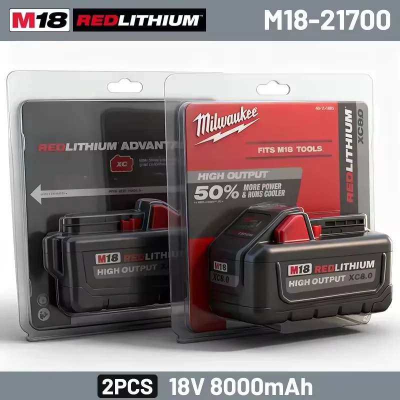 

Genuine MilwaukeeM18 18V XC8.0Ah Rechargeable Battery, Replacement Pack for M18B8 M18-B5 M18-B6 M18-HB8 M18-HB12 Tools