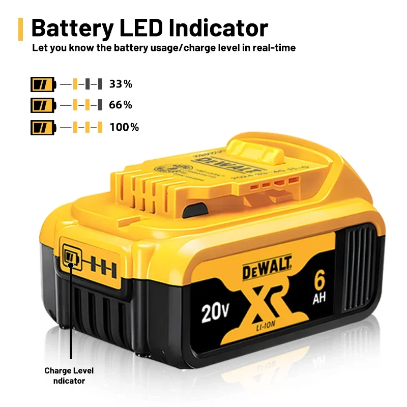 Original DEWALT 20V battery, 6AH, rechargeable lithium-ion battery, DEWALT charger, DCB115, DCB118, DEWALT20V-60V tool battery