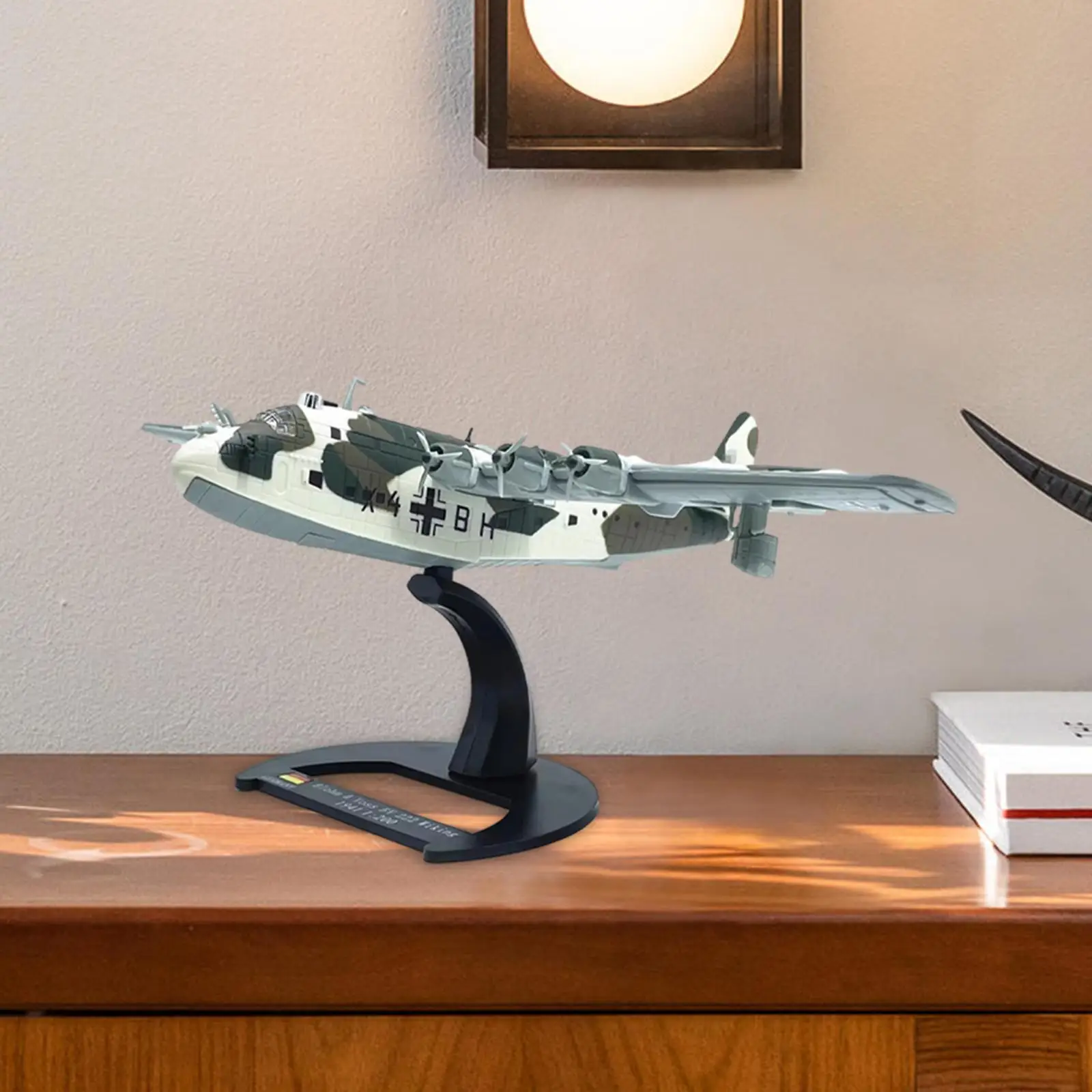 1/200 German 222 Seaplane Plane Model Kids Toys Alloy Fighter Airplane with Stand for Shelf Livingroom Desktop Decoration