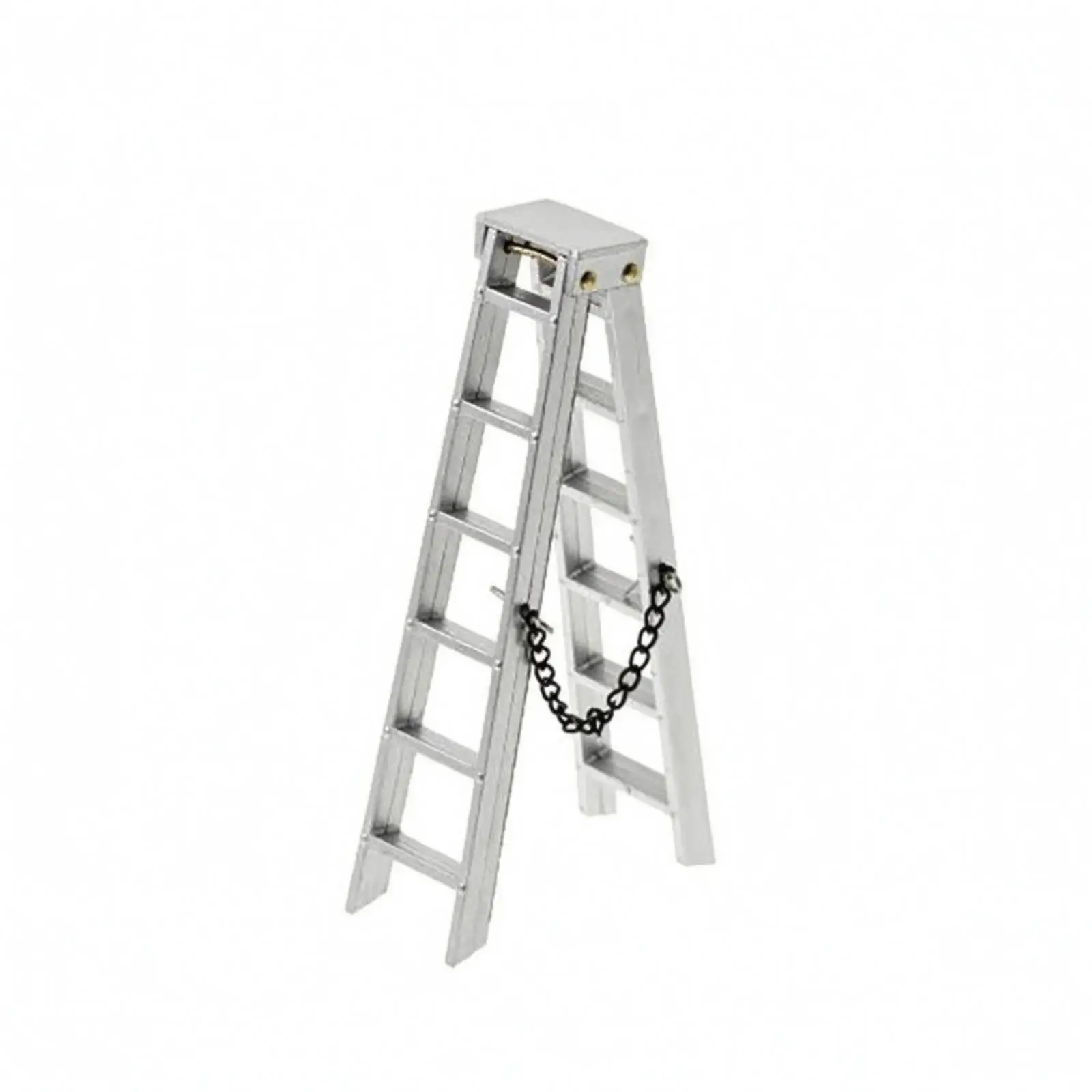 1:10 Scale RC Crawler Ladder | Detailed Folding ladder Shape, Realistic Silver Finish, Step-Ladder with Chain, for Miniature