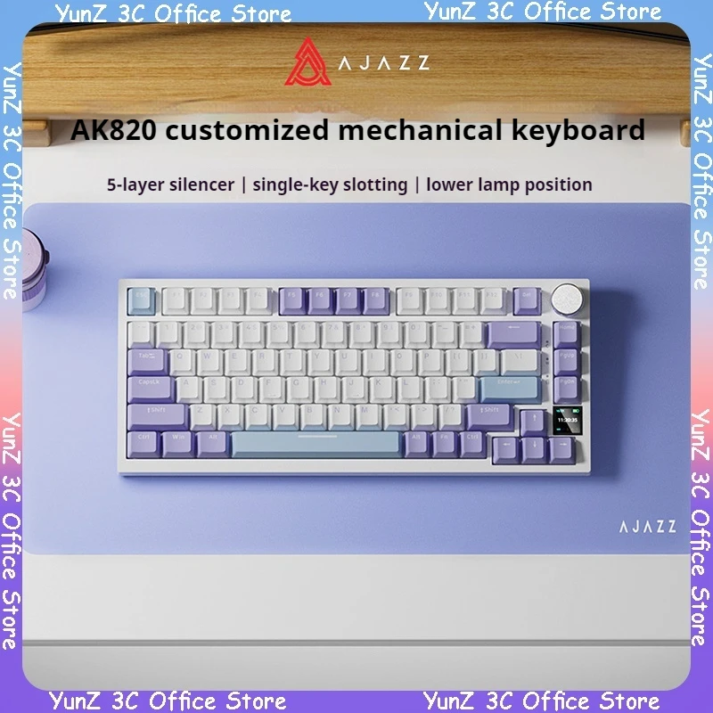 Ajazz Ak820pro Wireless Bluetooth Gaming Mechanical Keyboard 75 Key Hot Plug Esports Accessories Suitable For Pc Mac