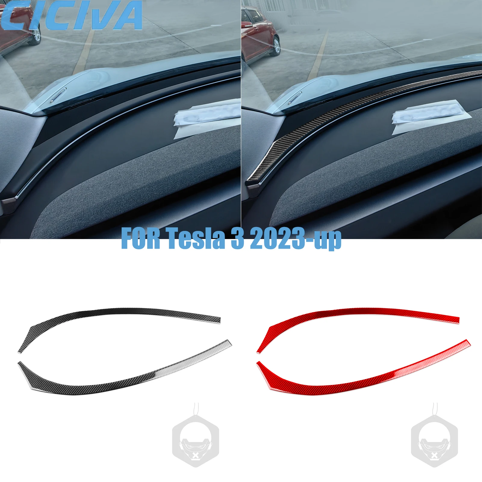 

For Tesla 3 2023-up Instrument panel Decorative Real Carbon Fiber Stickers Car Interior Accessories