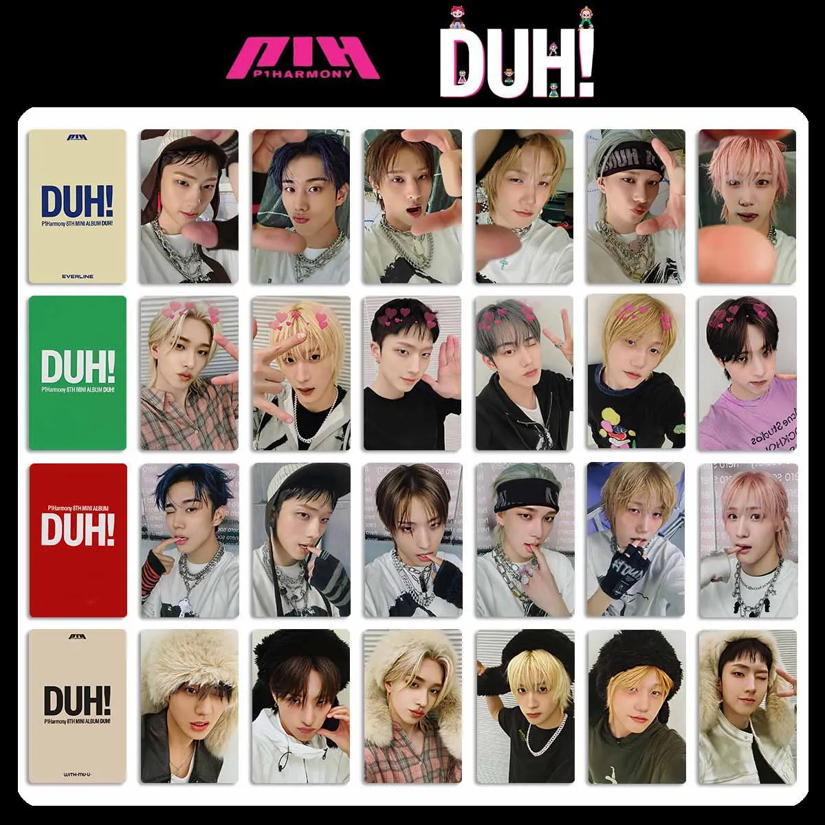 P1Harmony Album DUH PostcardK4 Special Card WITHMUU EVERLINE LOMO
